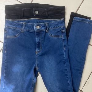 🌺CALZEDONIA- (2) black and blue skinny jeggings